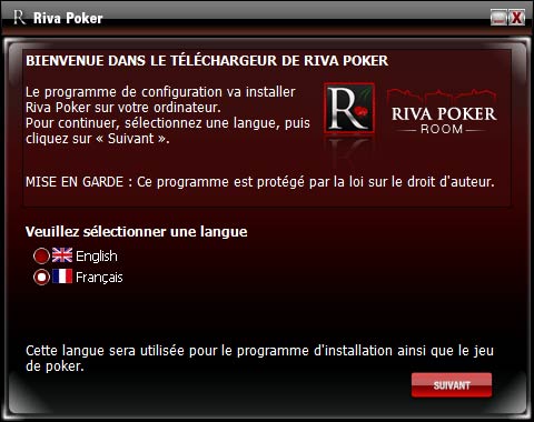 installation de riva poker, etape 1
